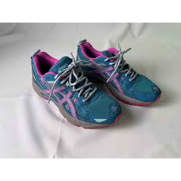 Asics Gel-Venture 5 Trail Running Shoes Cushioned Athletic Blue Pink US 9 Womens - Picture 1 of 13